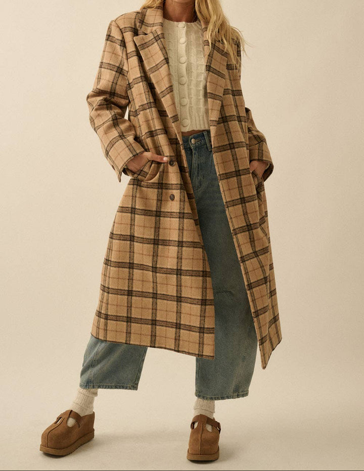 Josephine Plaid Felt Overcoat