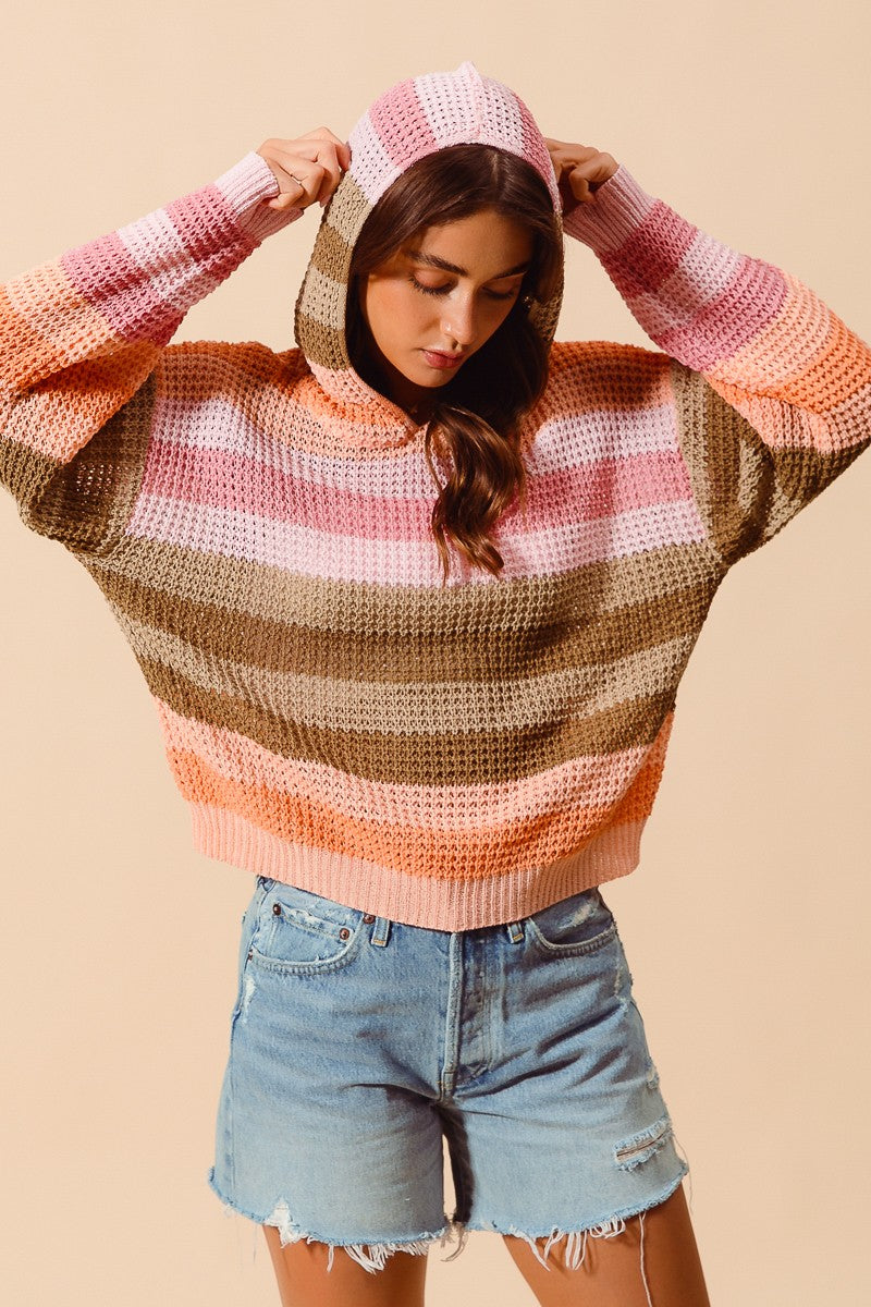 Monica Stripe Hoodie Sweater