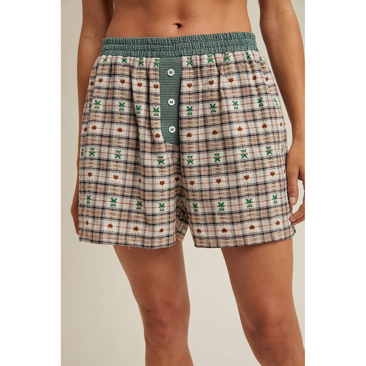 Teddy Bears & Hearts Plaid Boxers