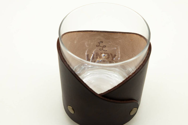 Deer Head Leather Rocks Glass