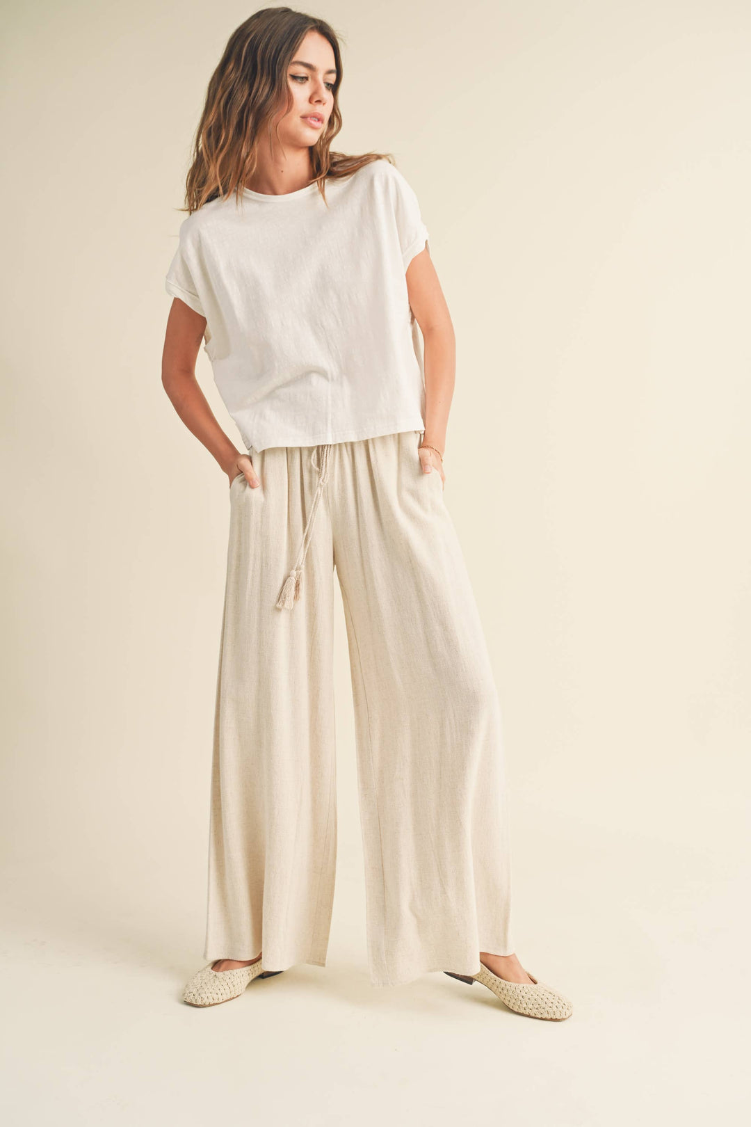 Lena Linen Smocked Waist Pants