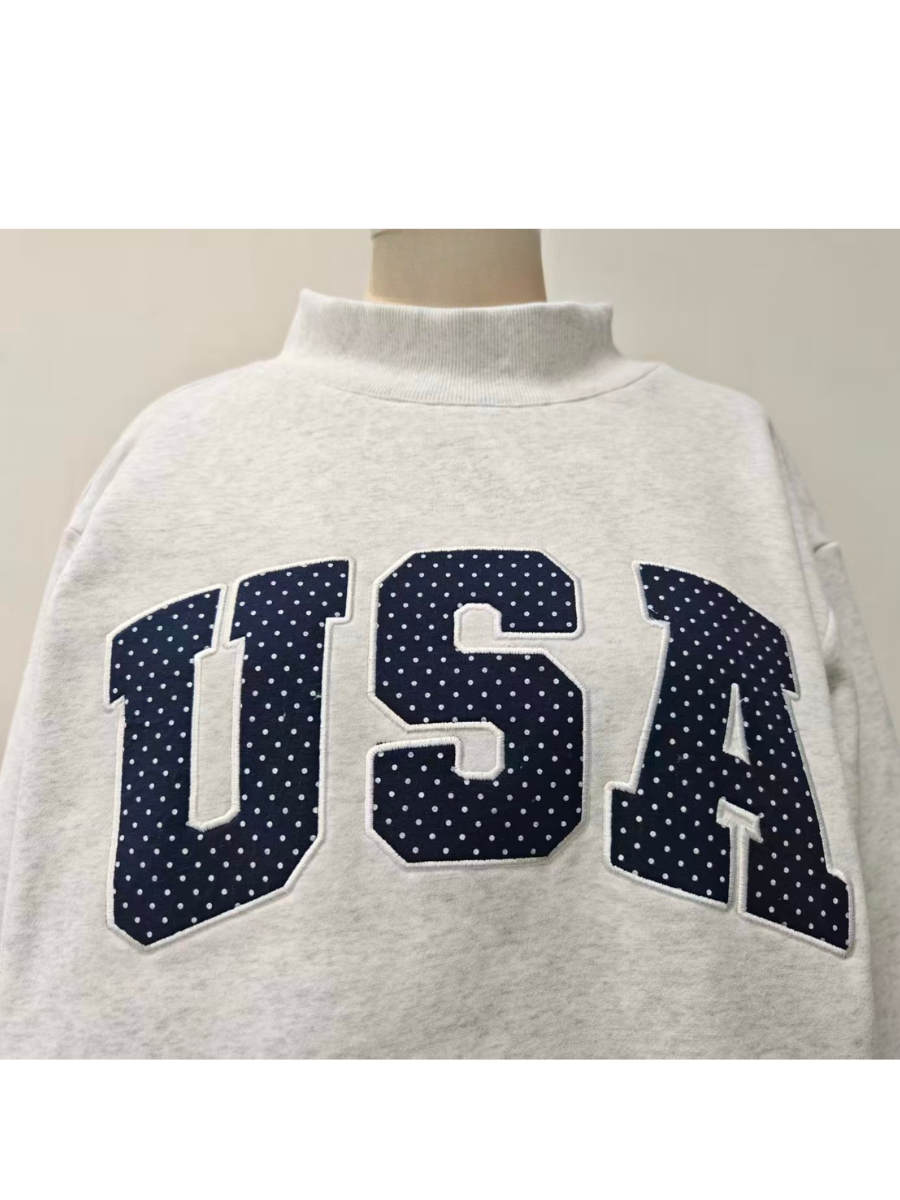 Polka Dot USA Mockneck Sweatshirt