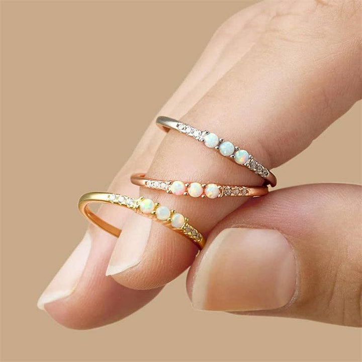 Dainty Triple Opal Stacking Thin Ring