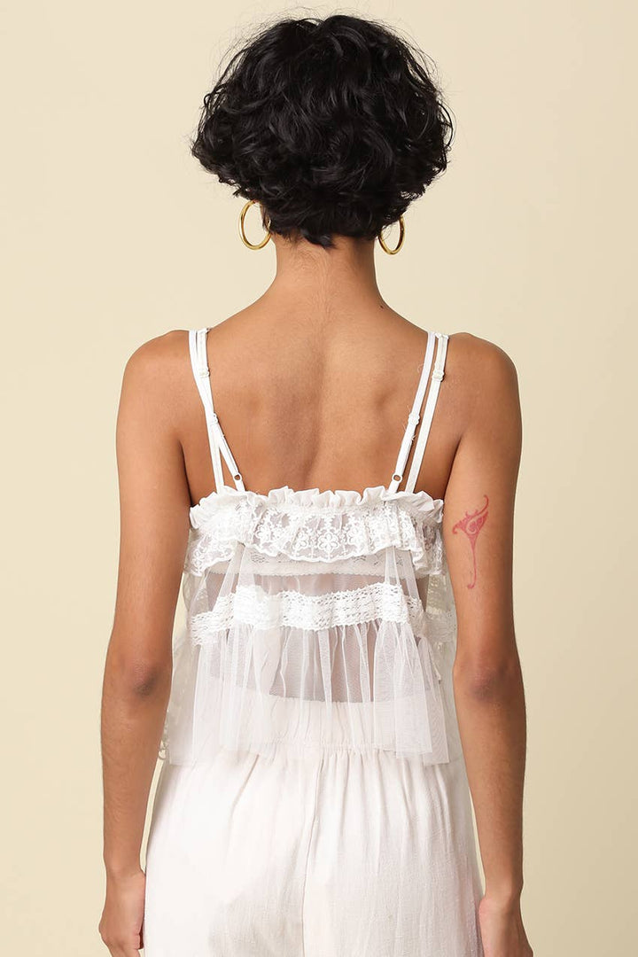 Bianca Lace Ruffle Camisole Top