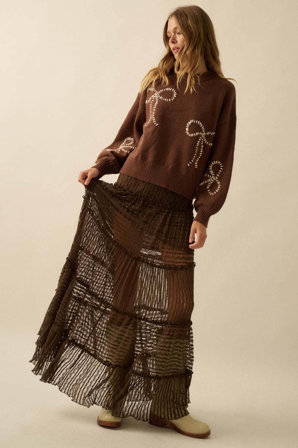 Janelle Lace Tiered Ruffle Maxi Skirt