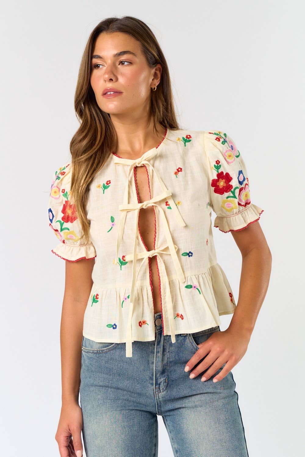 Ella Embroidered Bow Top