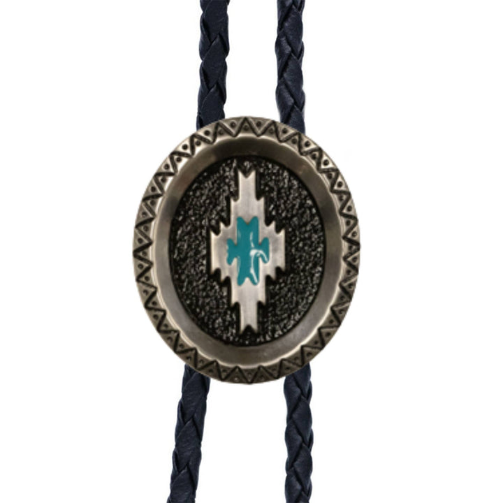 Aztec Satin Silver Metal Bolo Tie