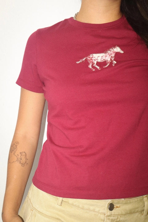 Floral Horse Applique Baby Tee