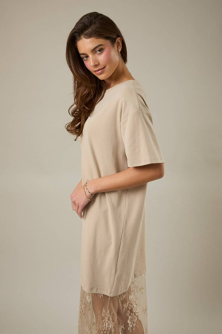 Grace Lace T-Shirt Maxi Dress