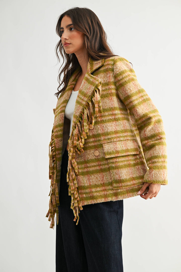 Kennedy Plaid Fringe Jacket