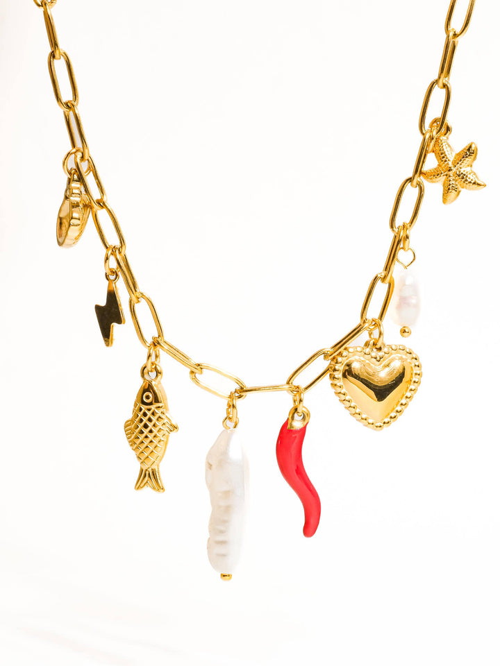 Filigrane Pepper Fish Charm Necklace