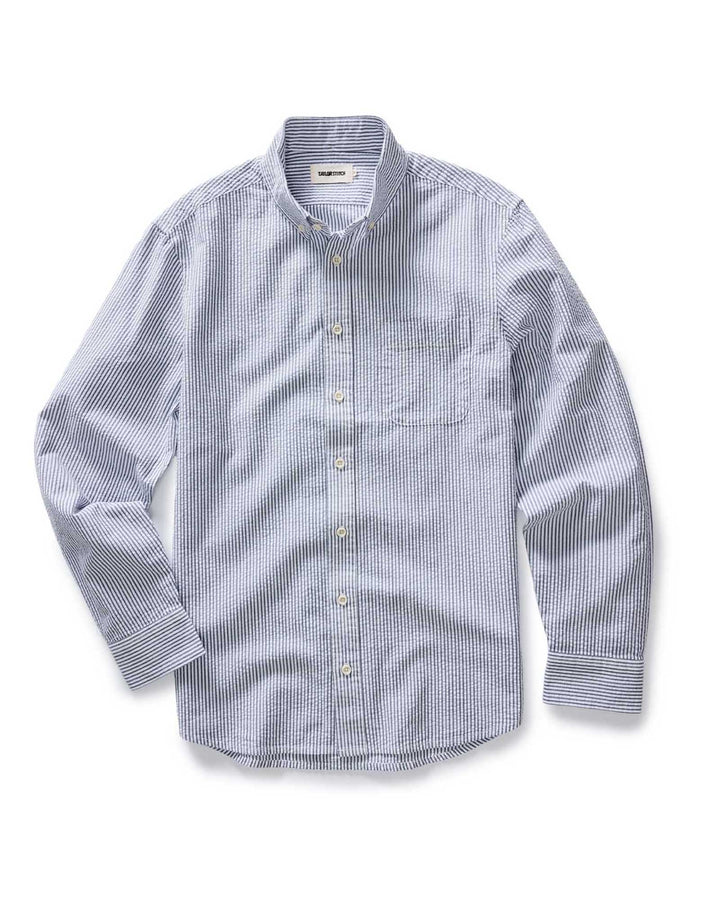The Jack in Navy Stripe Seersucker Shirt
