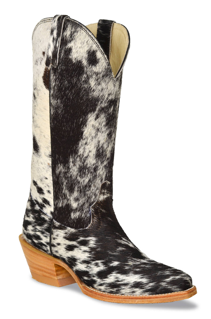 Claire Classic White and Black Speckle Cowboy Boots