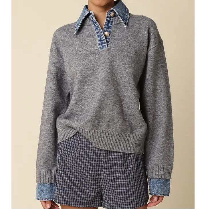 Emely Contrast Knit Sweater