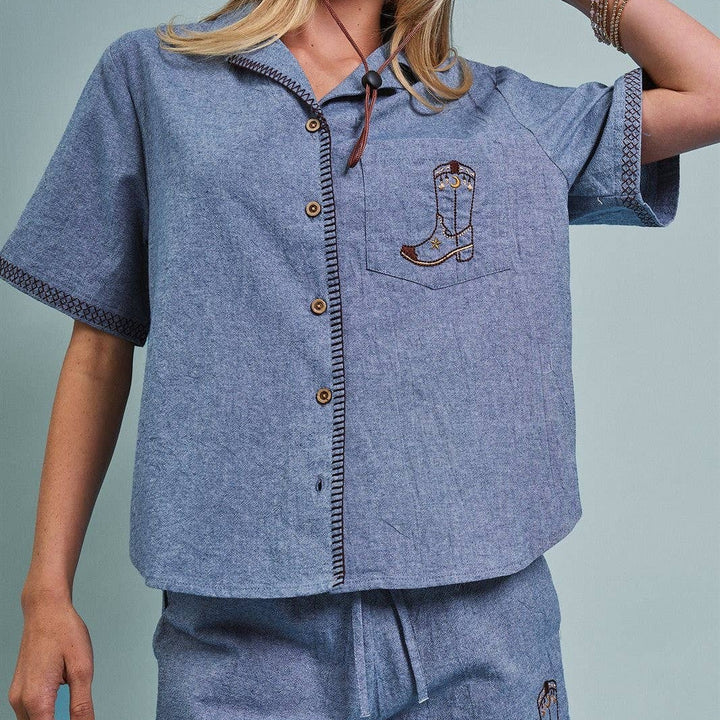 Dakota Boot Embroidered Pocket Shirt