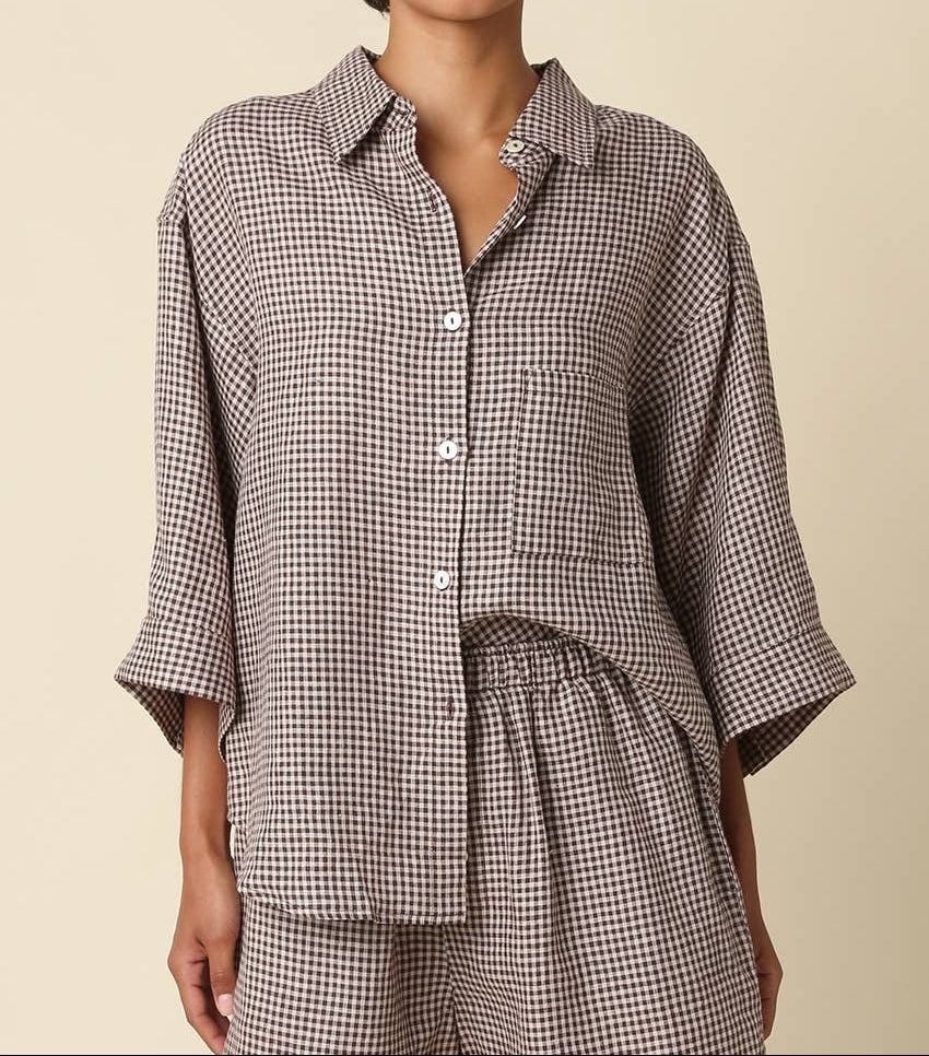 Gabi Gingham Linen Shirt