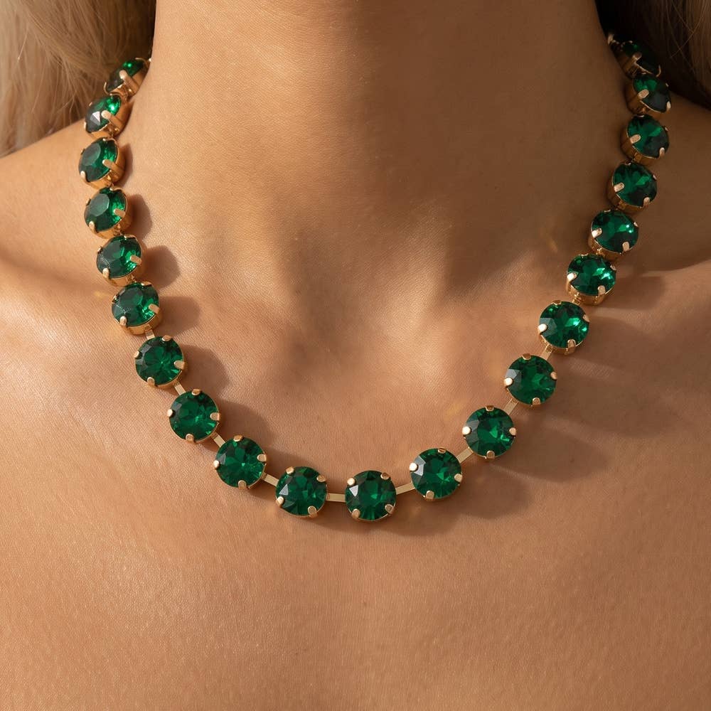Round Crystal Tennis Necklace