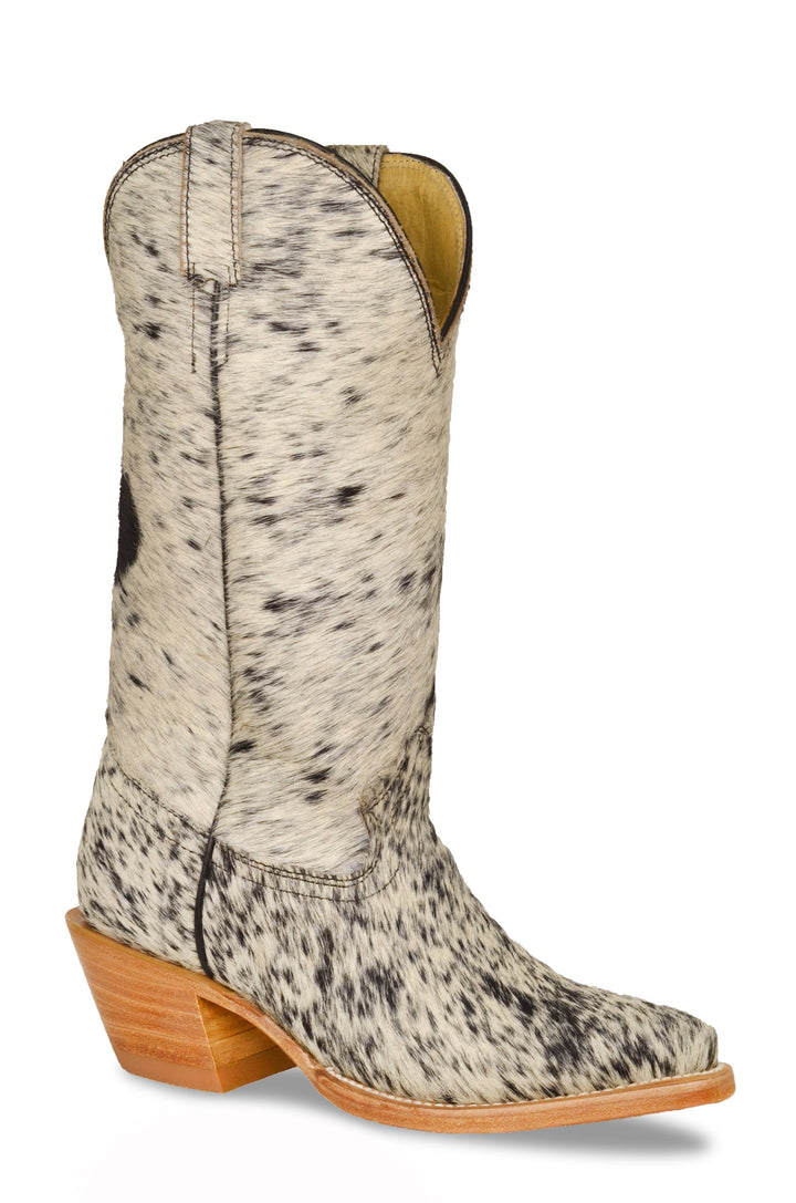 Claire Classic White and Black Speckle Cowboy Boots