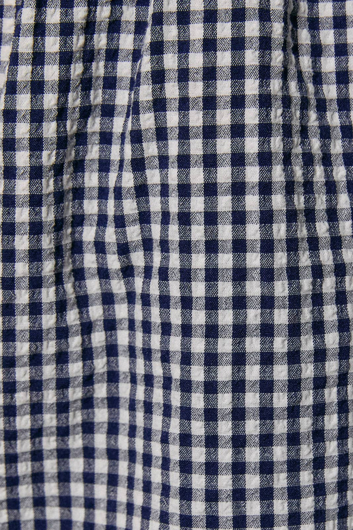 Angie Boat Neck Smocked Gingham Romper