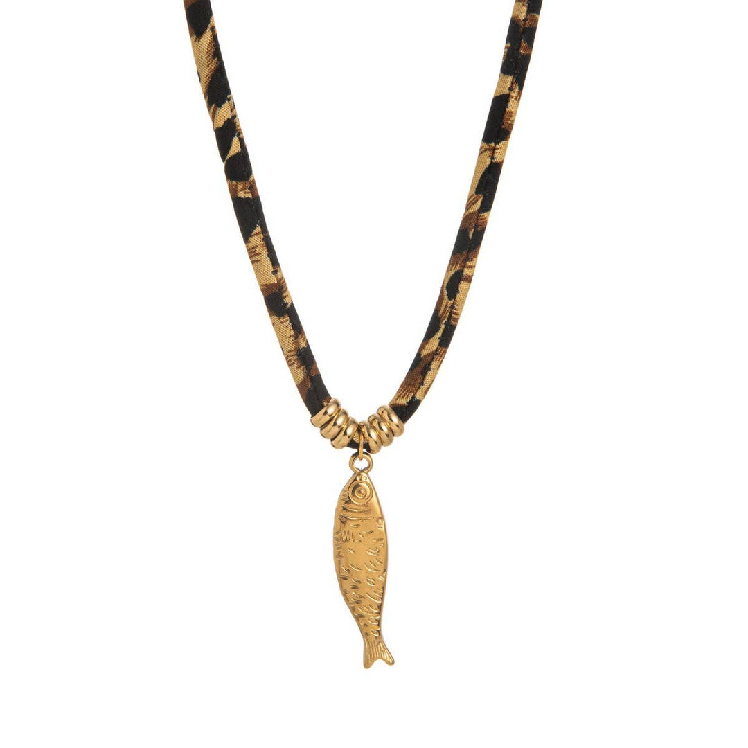 Leopard Velvet Charm Necklace