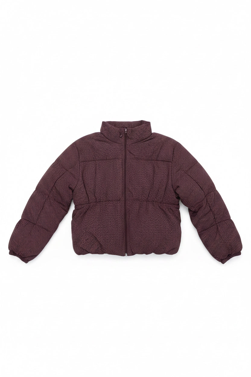 Plaid Funnel Neck Jacket