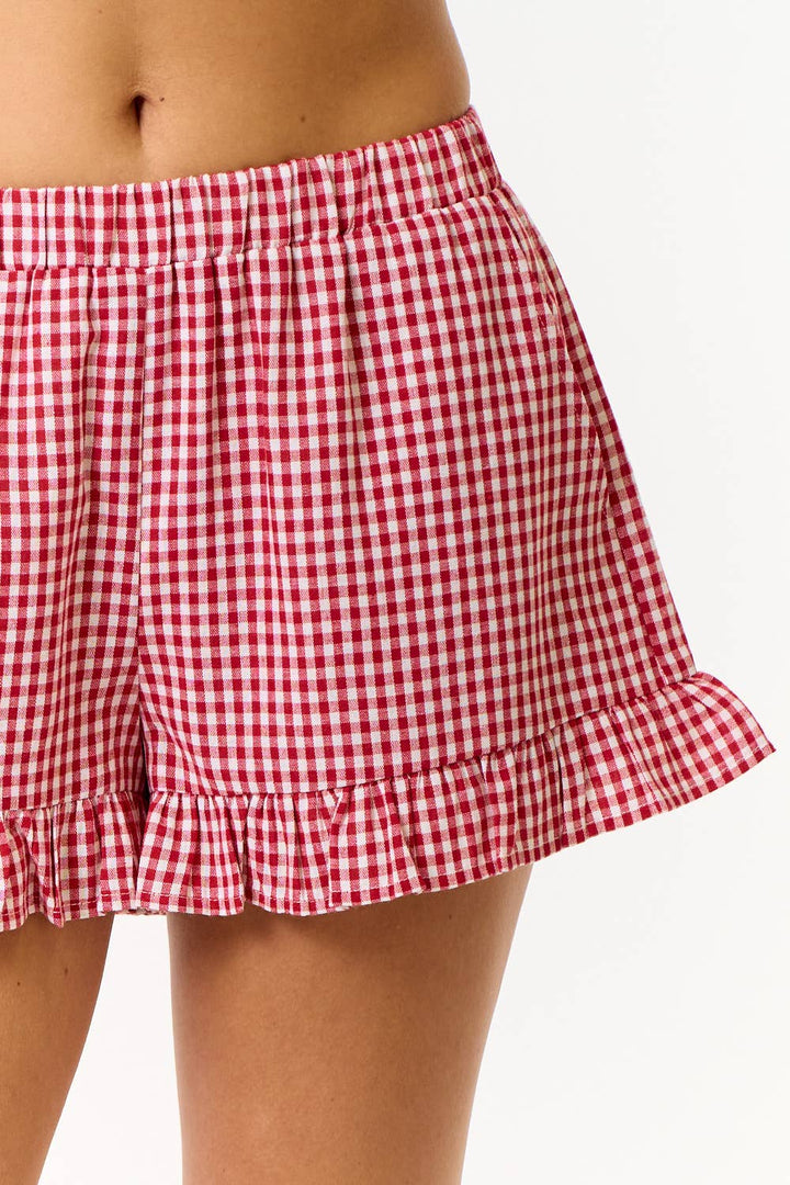 Gingham Ruffle Shorts