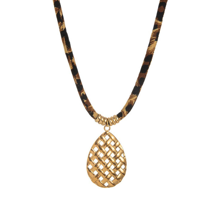 Leopard Velvet Charm Necklace
