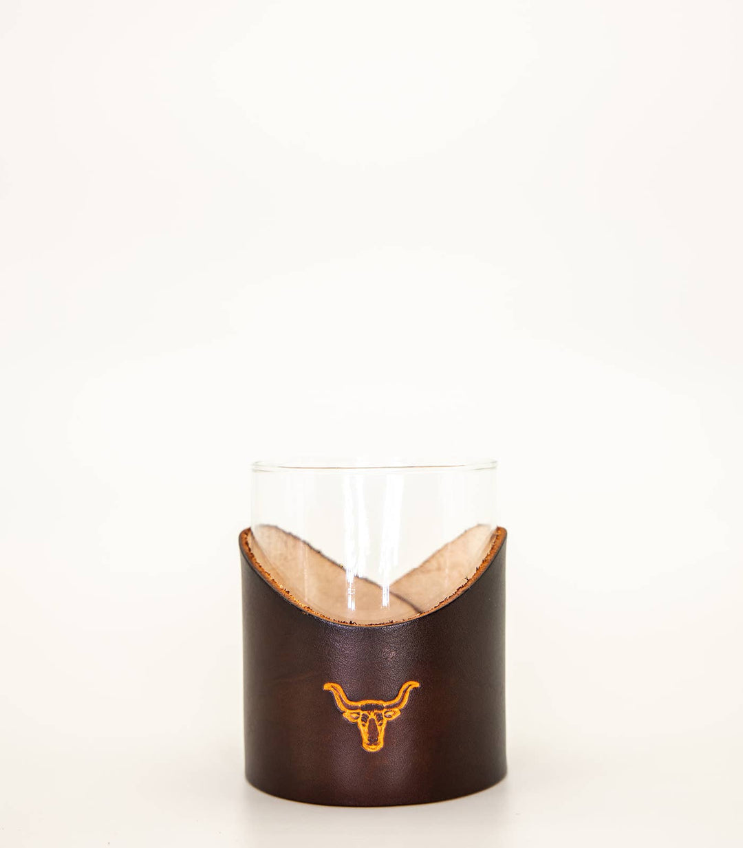 Longhorn Leather Rocks Glass