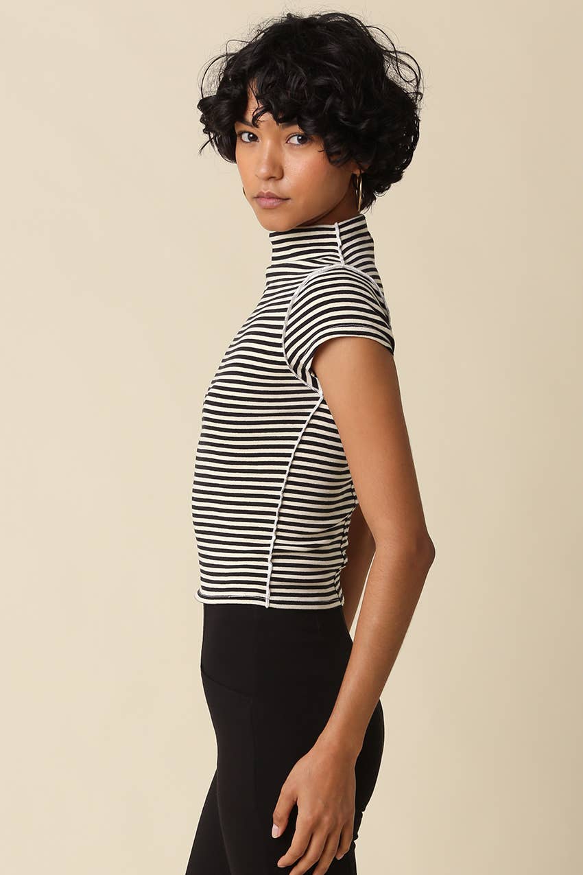 Mila Stripe Mock Neck Top