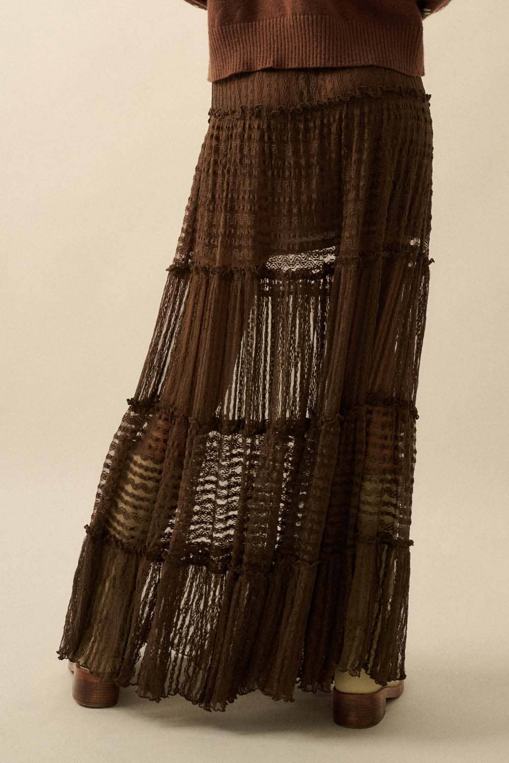 Janelle Lace Tiered Ruffle Maxi Skirt