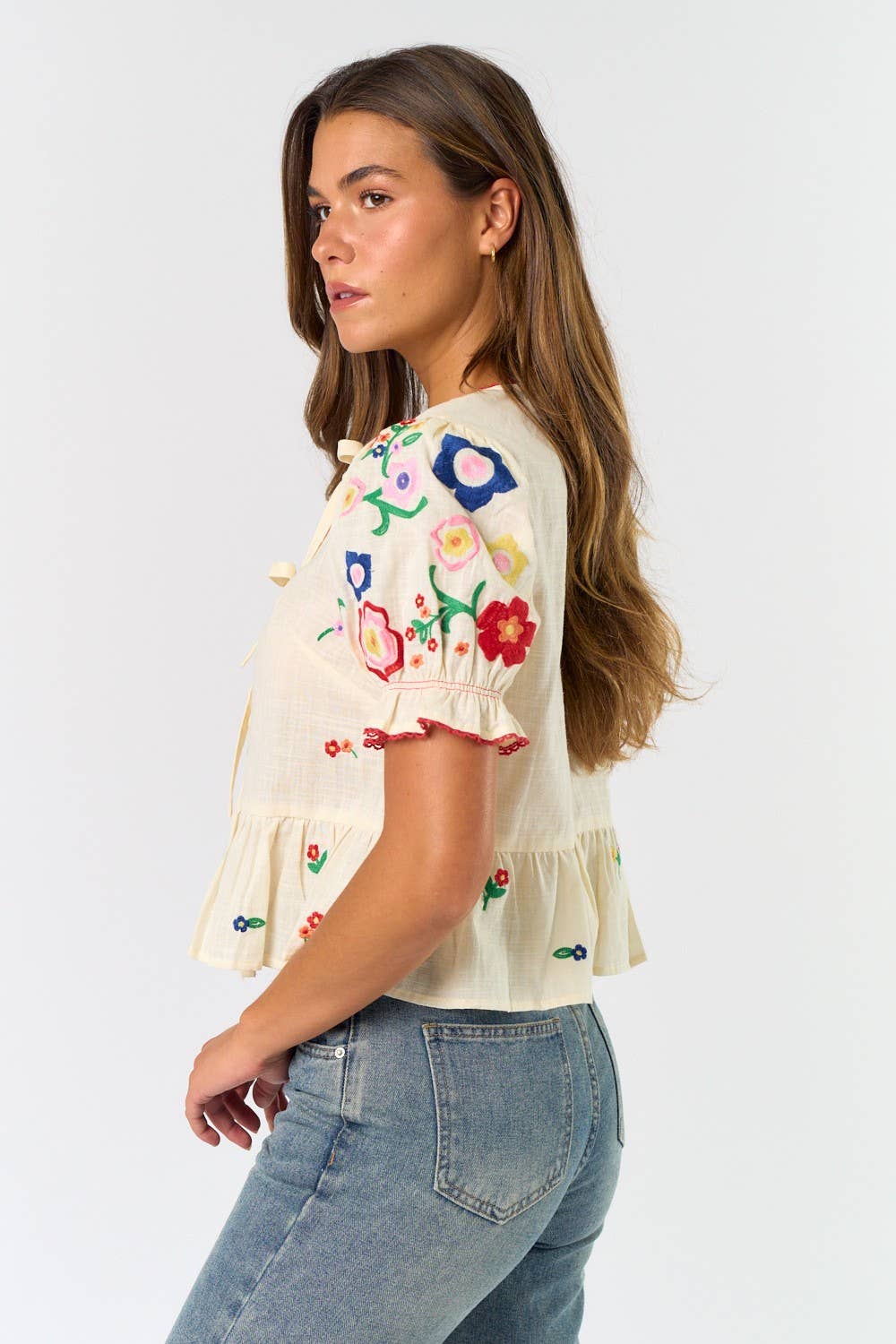 Ella Embroidered Bow Top