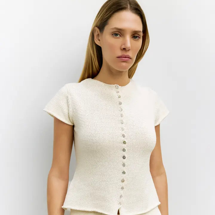 Alana Button Knit Top