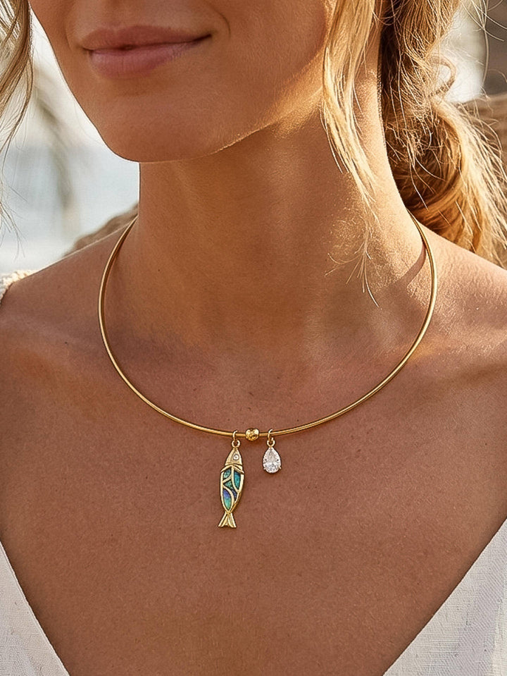Francine 18K Gold Non-Tarnish Boho Fish Charm Choker