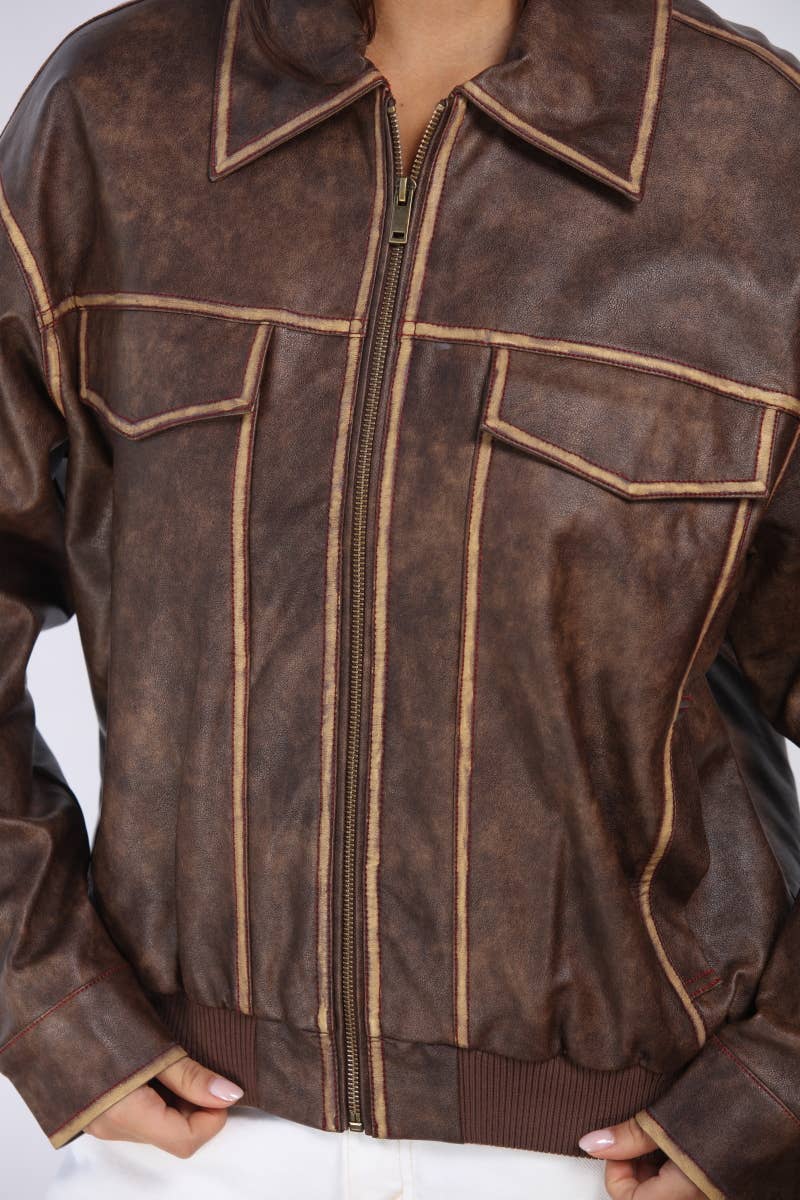 Margaret Two Tone Oversized Bomber Jacket