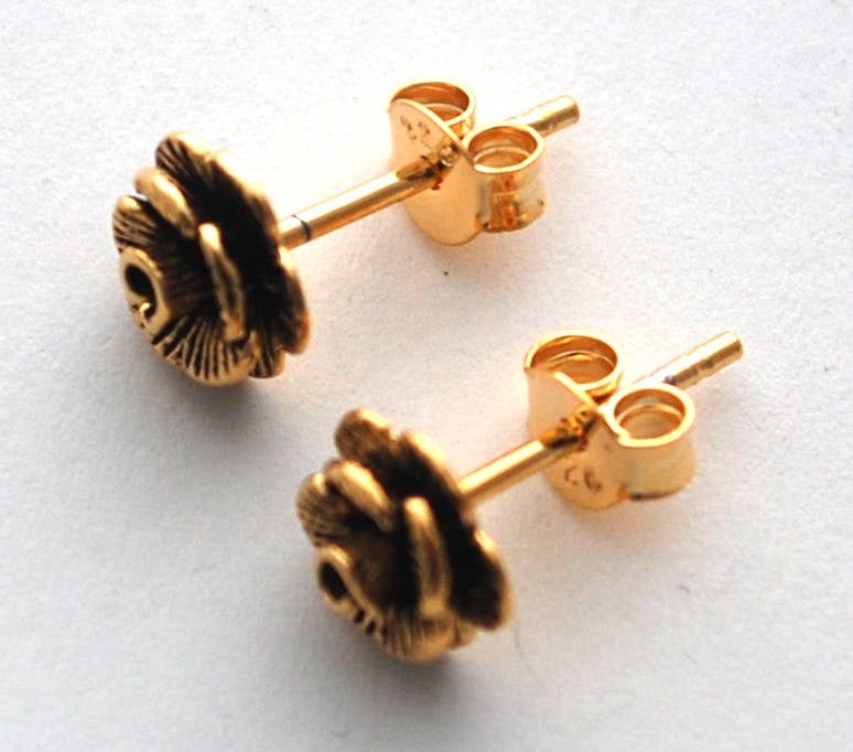 Texas Yellow Rose Gold Stud Earrings