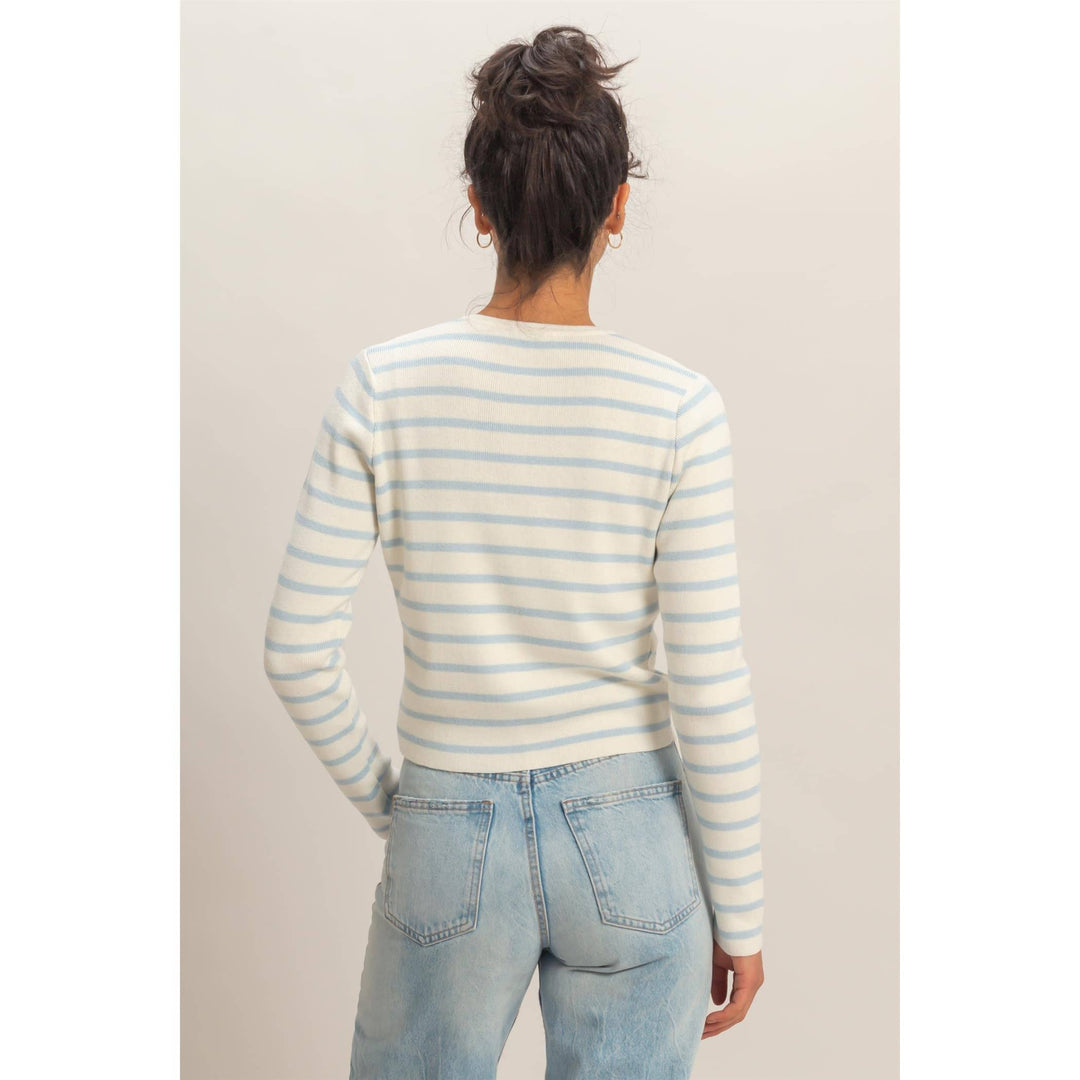 Sally Striped Button-Up Cardigan