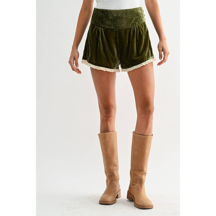 Camila Velvet Lace Trim Shorts