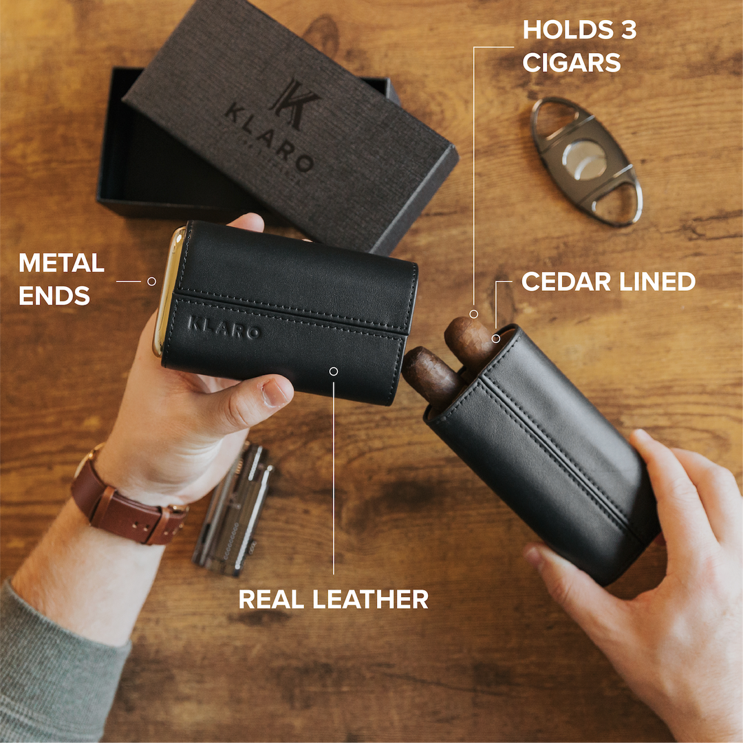 Premium 3 Cigar Black Travel Case