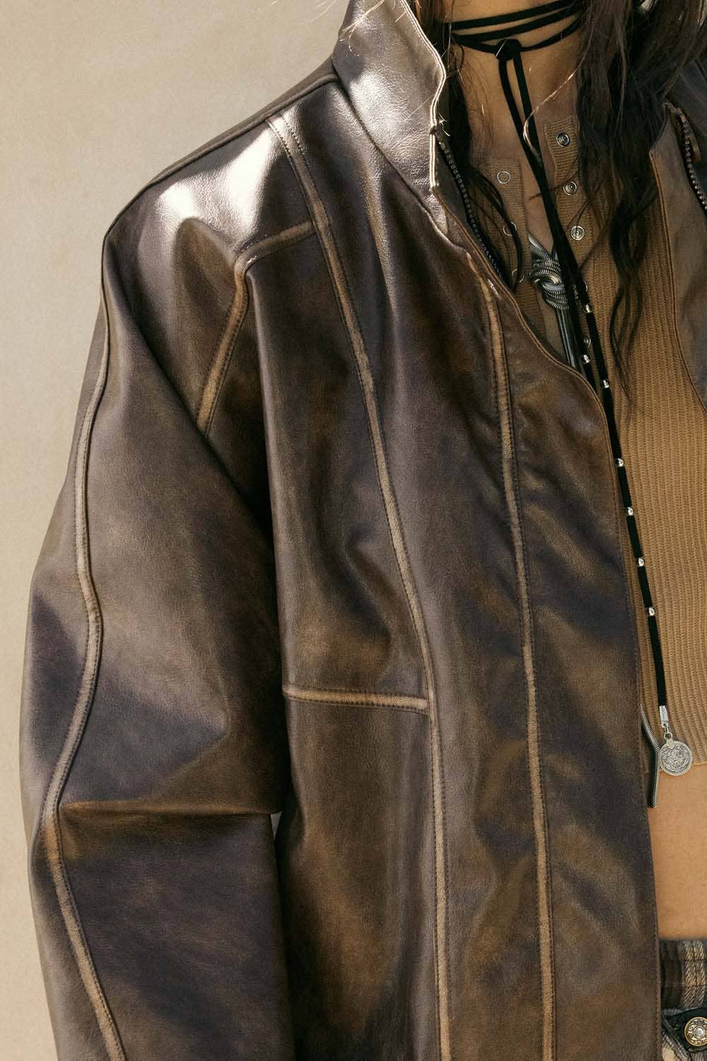 Jane Piping Trimmed Zip-Up Jacket