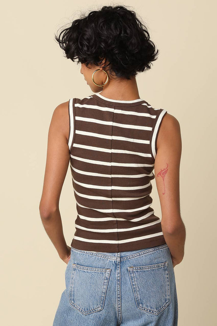 Macy Striped V-Neck Tank Top