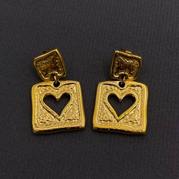 Square Hollow Heart Earrings