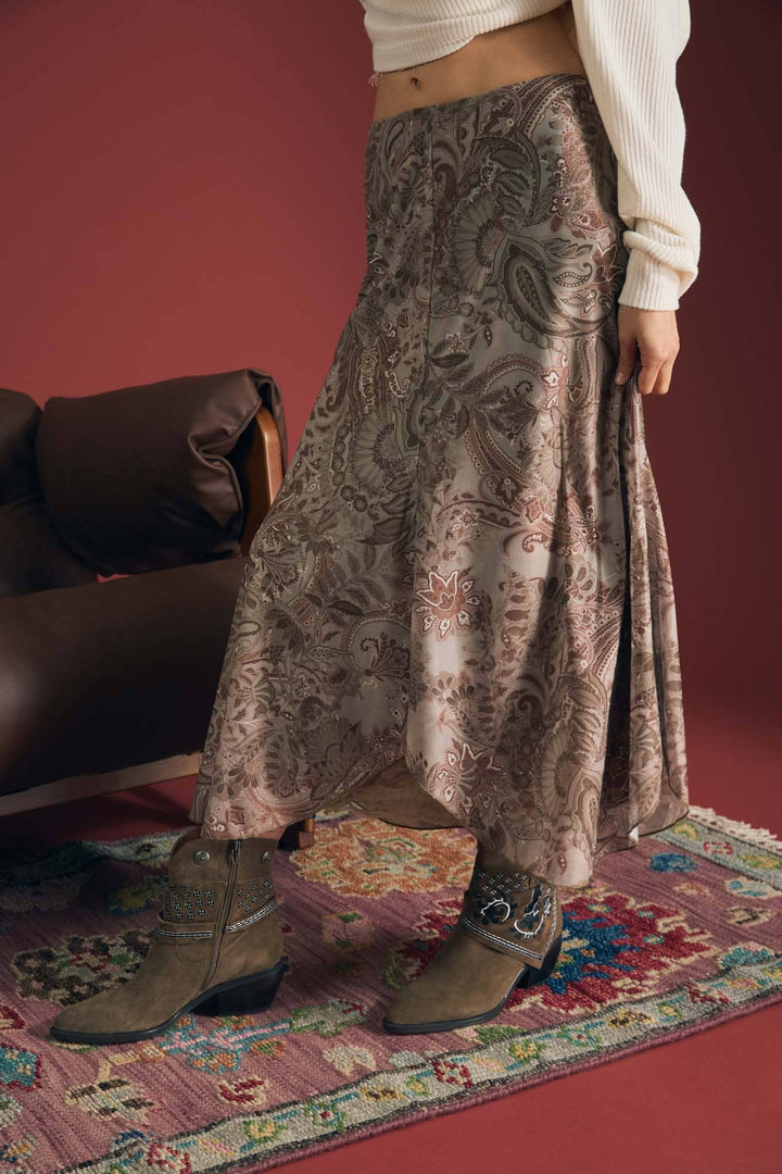 Paisley Lace Midi Skirt