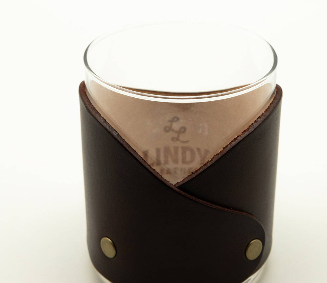 Deer Head Leather Rocks Glass