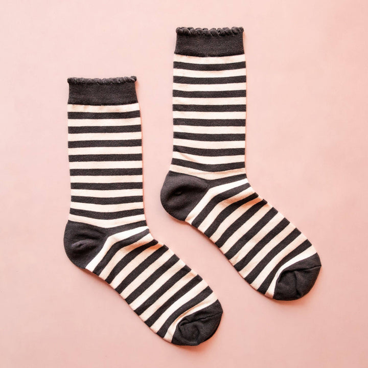 Black Halloween Striped Crew Socks