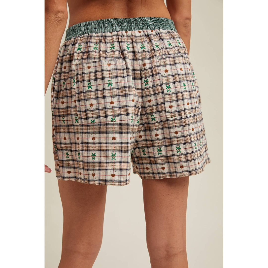 Teddy Bears & Hearts Plaid Boxers