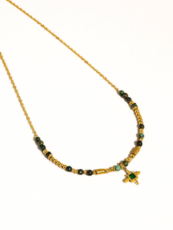 Irie Beaded Green Gemstones Necklace