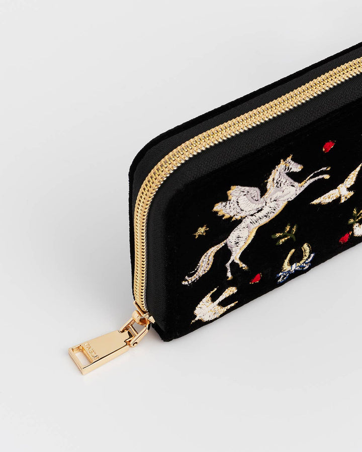 Black Celestial Velvet Embroidered Purse