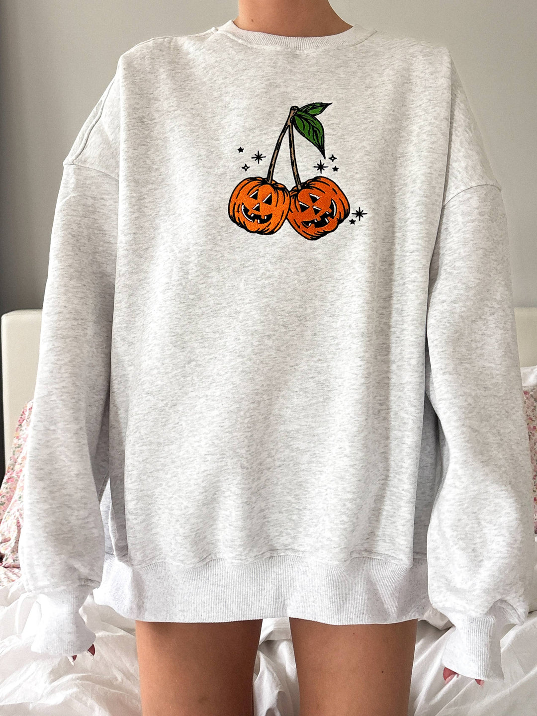 Pumpkin Cherries Embroidered Sweatshirt