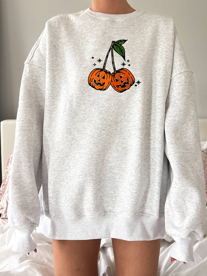 Pumpkin Cherries Embroidered Sweatshirt