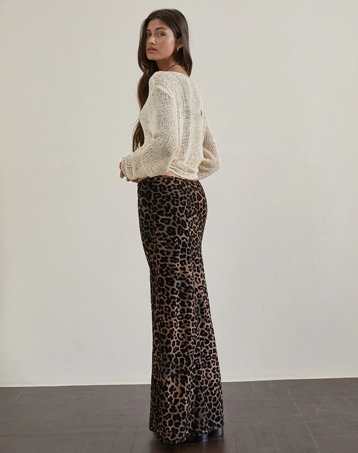 Alfreda Leopard Mesh Maxi Skirt